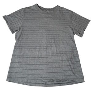 Lululemon Womens Gray Striped Short Sleeve Crew Neck Activewear T-Shirt Size 10